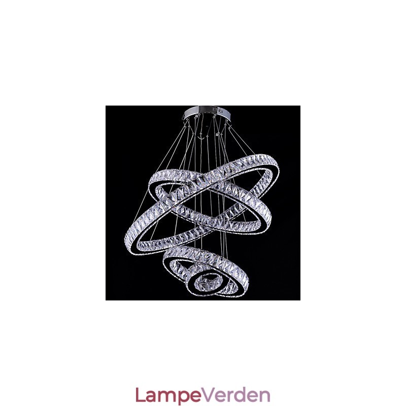 Crystal Pendel Light Loftslampe Lysekrone Belysningsarmaturer med 4 ringe