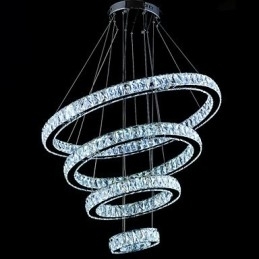 Crystal Pendel Light Loftslampe Lysekrone Belysningsarmaturer med 4 ringe