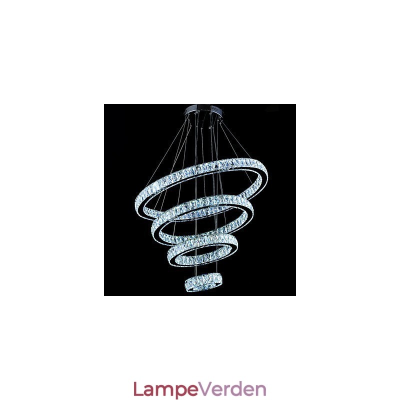 Crystal Pendel Light Loftslampe Lysekrone Belysningsarmaturer med 4 ringe