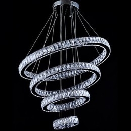 Crystal Pendel Light Loftslampe Lysekrone Belysningsarmaturer med 4 ringe