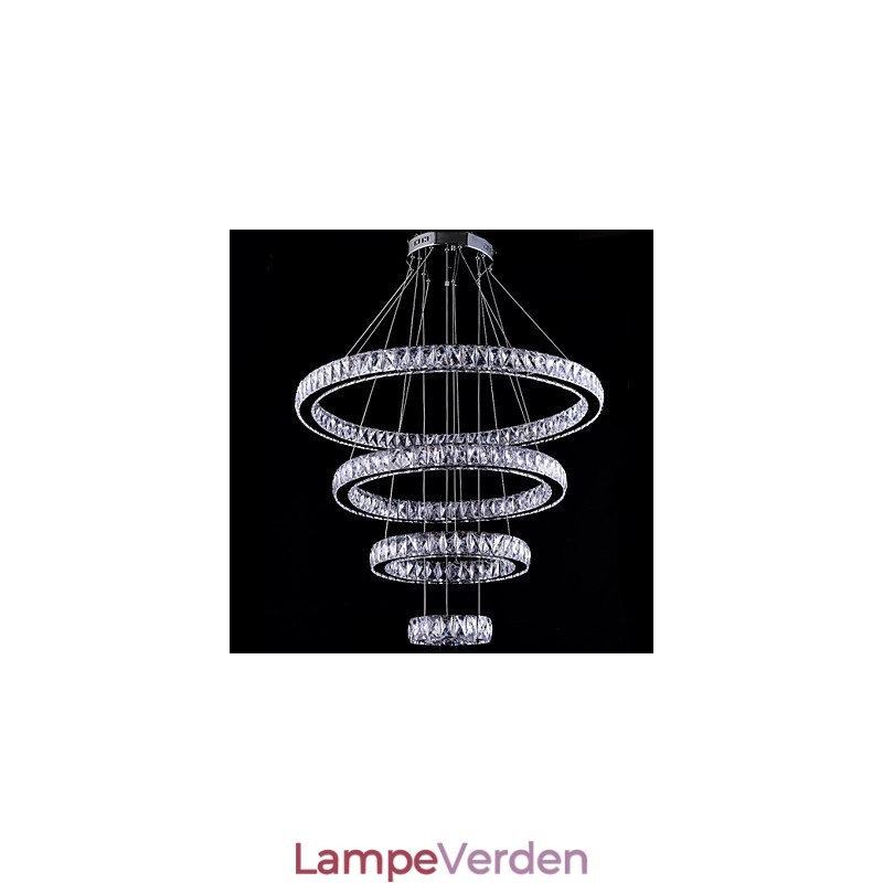 Crystal Pendel Light Loftslampe Lysekrone Belysningsarmaturer med 4 ringe