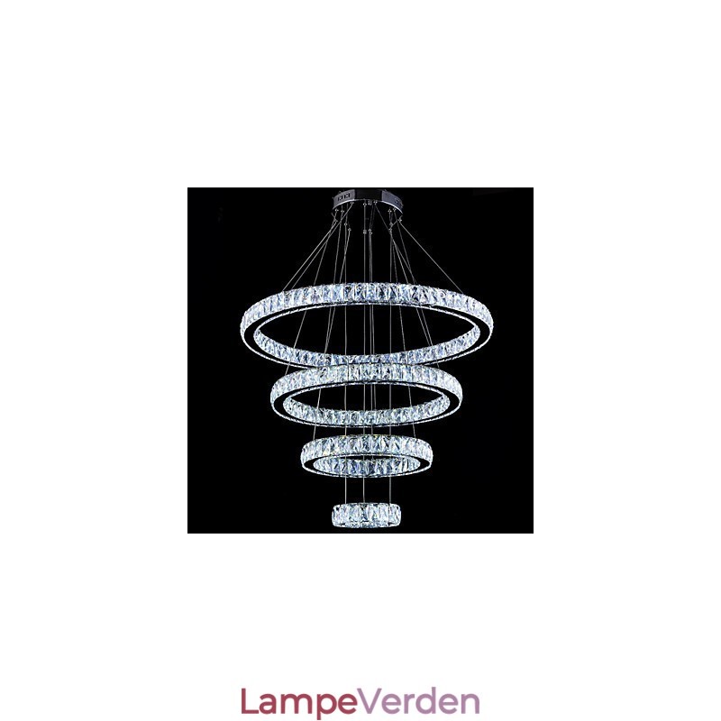 Crystal Pendel Light Loftslampe Lysekrone Belysningsarmaturer med 4 ringe