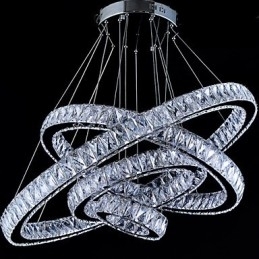Crystal Pendel Light Loftslampe Lysekrone Belysningsarmaturer med 4 ringe