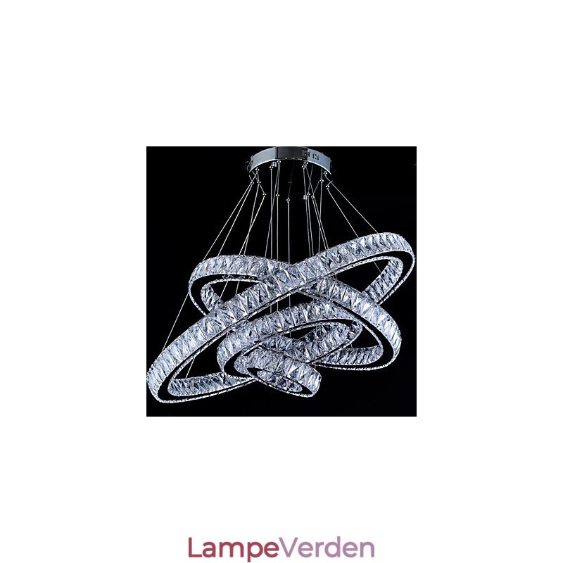Crystal Pendel Light Loftslampe Lysekrone Belysningsarmaturer med 4 ringe