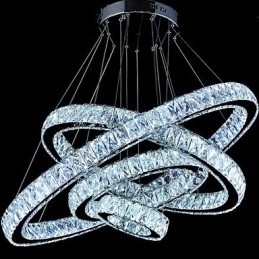 Crystal Pendel Light Loftslampe Lysekrone Belysningsarmaturer med 4 ringe