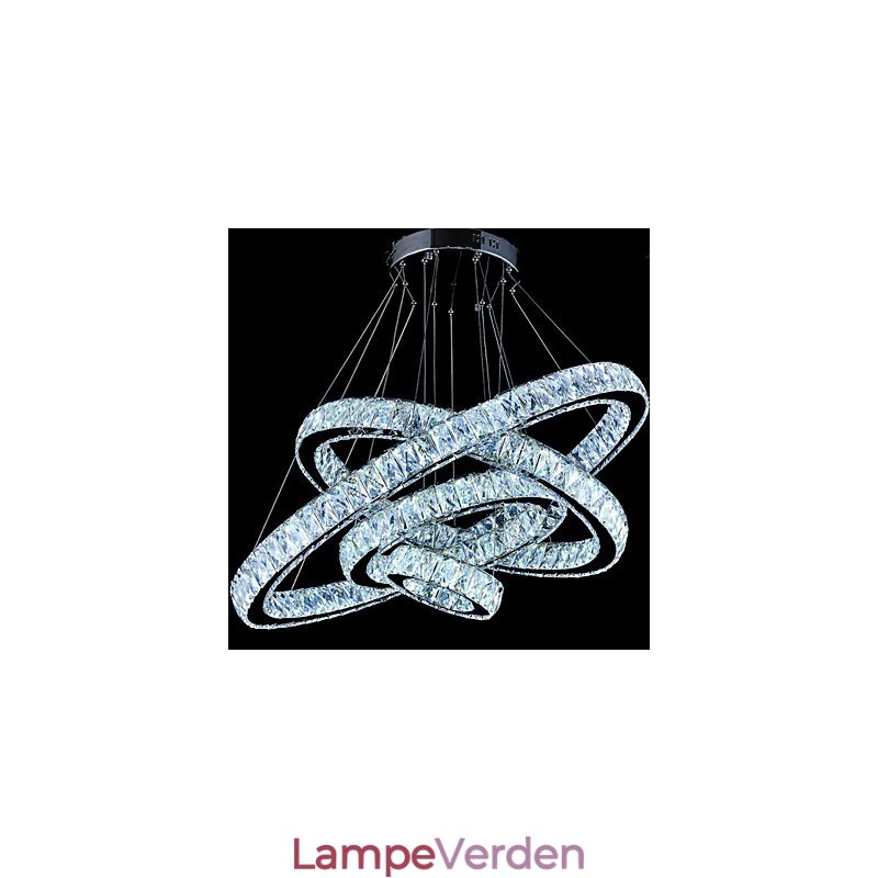 Crystal Pendel Light Loftslampe Lysekrone Belysningsarmaturer med 4 ringe