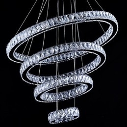 Crystal Pendel Light Loftslampe Lysekrone Belysningsarmaturer med 4 ringe