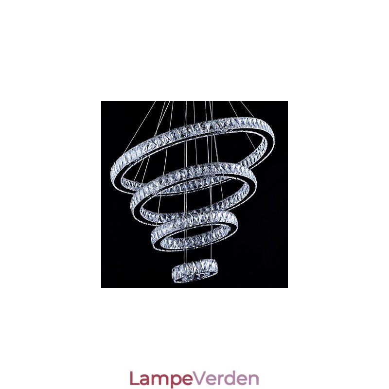 Crystal Pendel Light Loftslampe Lysekrone Belysningsarmaturer med 4 ringe