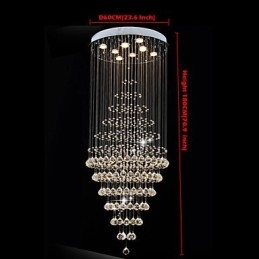 Moderne krystal lysekrone belysning Pendellampe Loftslampe armaturer med 8 pærer H180CM