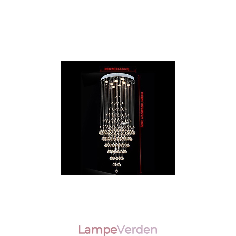 Moderne krystal lysekrone belysning Pendellampe Loftslampe armaturer med 8 pærer H180CM