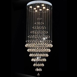 Moderne krystal lysekrone belysning Pendellampe Loftslampe armaturer med 8 pærer H180CM