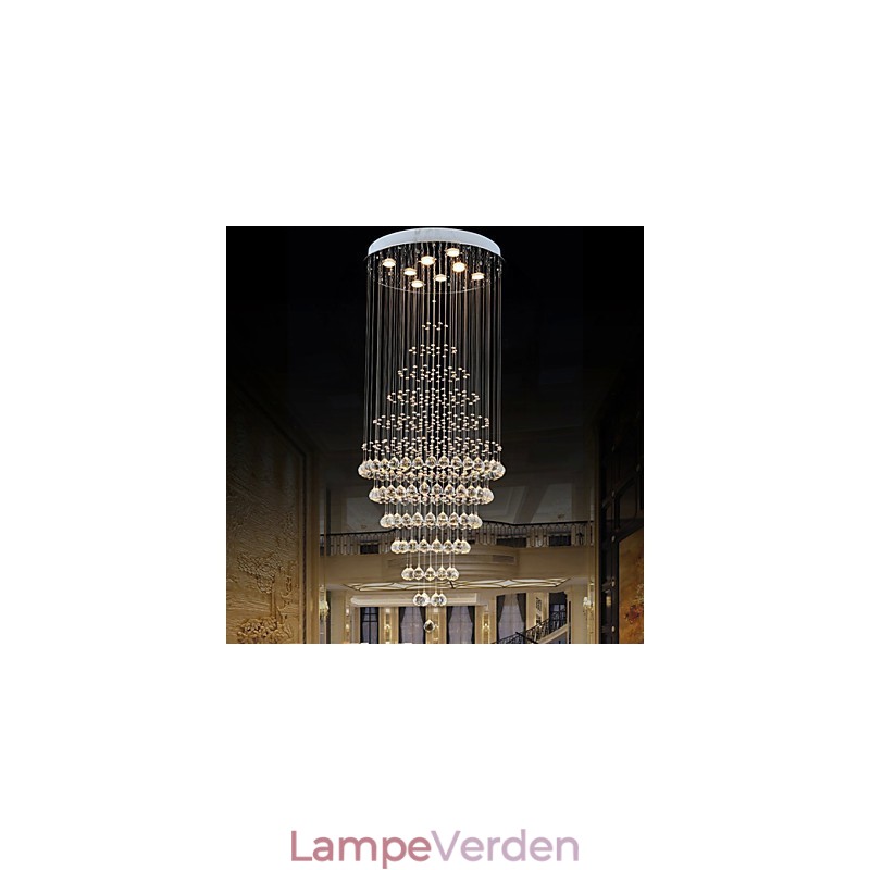 Moderne krystal lysekrone belysning Pendellampe Loftslampe armaturer med 8 pærer H180CM