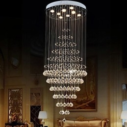 Moderne krystal lysekrone belysning Pendellampe Loftslampe armaturer med 8 pærer H180CM