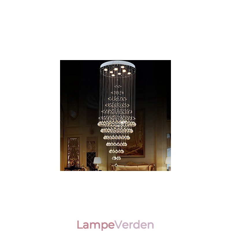 Moderne krystal lysekrone belysning Pendellampe Loftslampe armaturer med 8 pærer H180CM