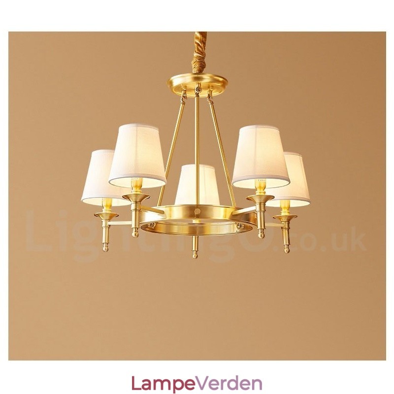 Ren messing rund lysekrone Pendel Light Traditional Classic
