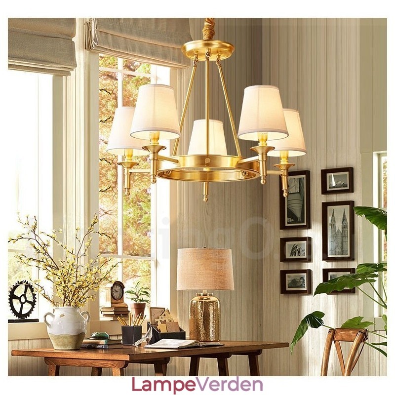 Ren messing rund lysekrone Pendel Light Traditional Classic