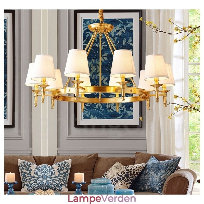Ren messing rund lysekrone Pendel Light Traditional Classic