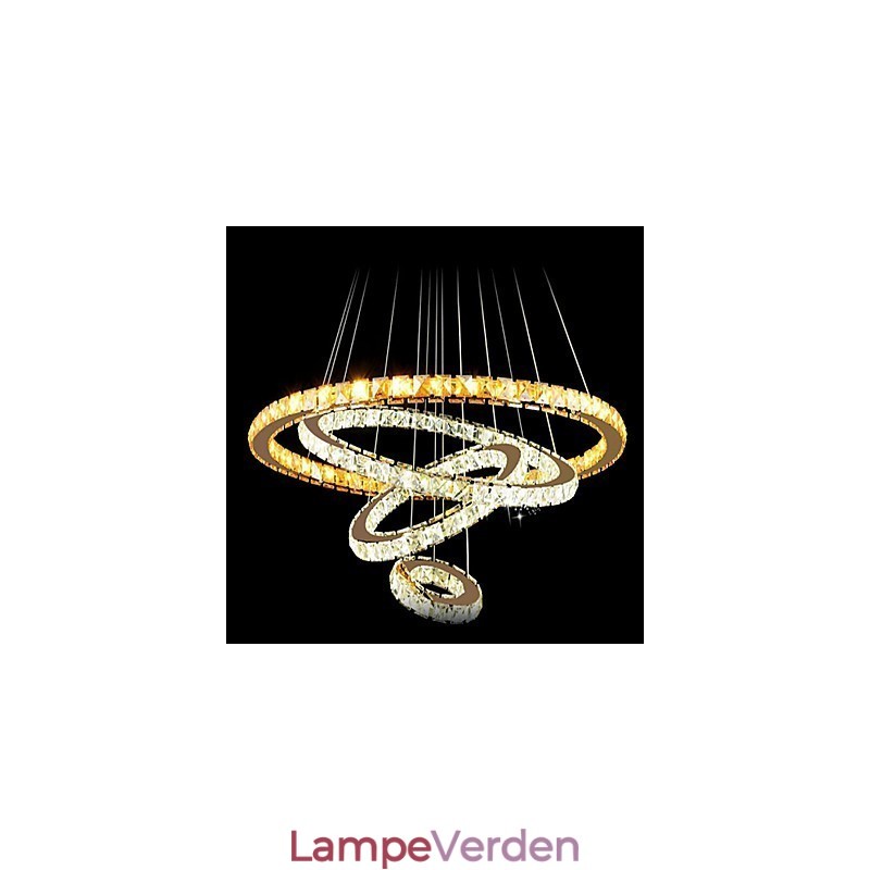 Pendellamper Loftslys Lysekronebelysning Rund 4 ringe Stor ring ravkrystal og anden klar krystal