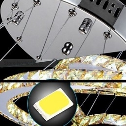 Pendellamper Loftslys Lysekronebelysning Rund 4 ringe Stor ring ravkrystal og anden klar krystal