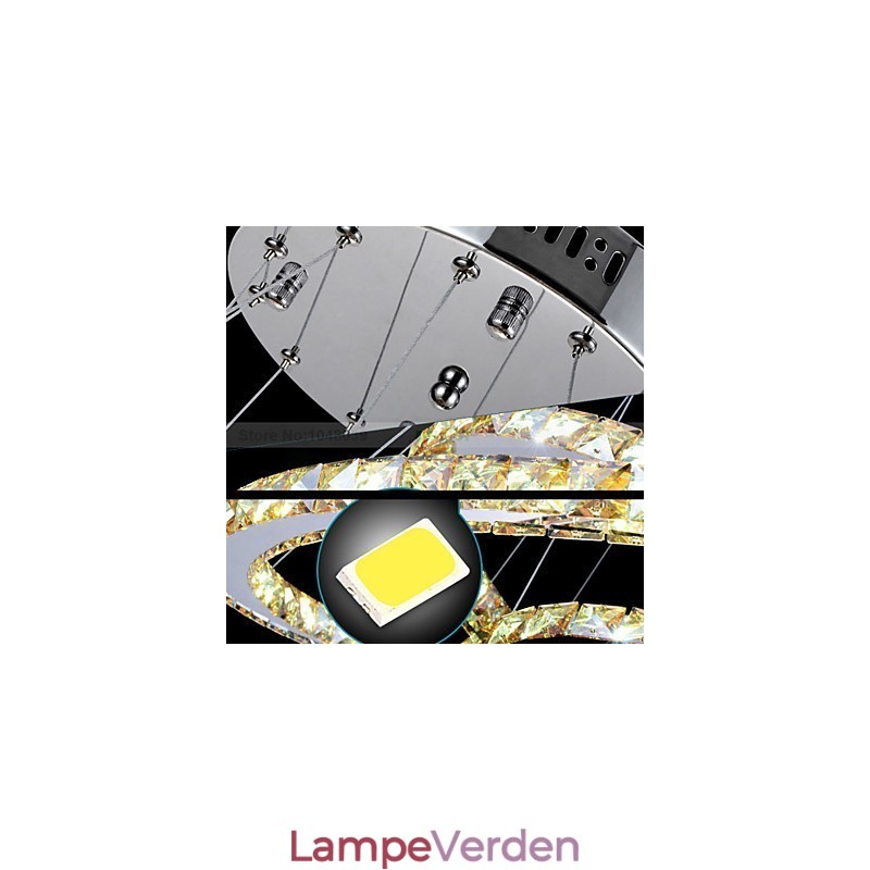 Pendellamper Loftslys Lysekronebelysning Rund 4 ringe Stor ring ravkrystal og anden klar krystal