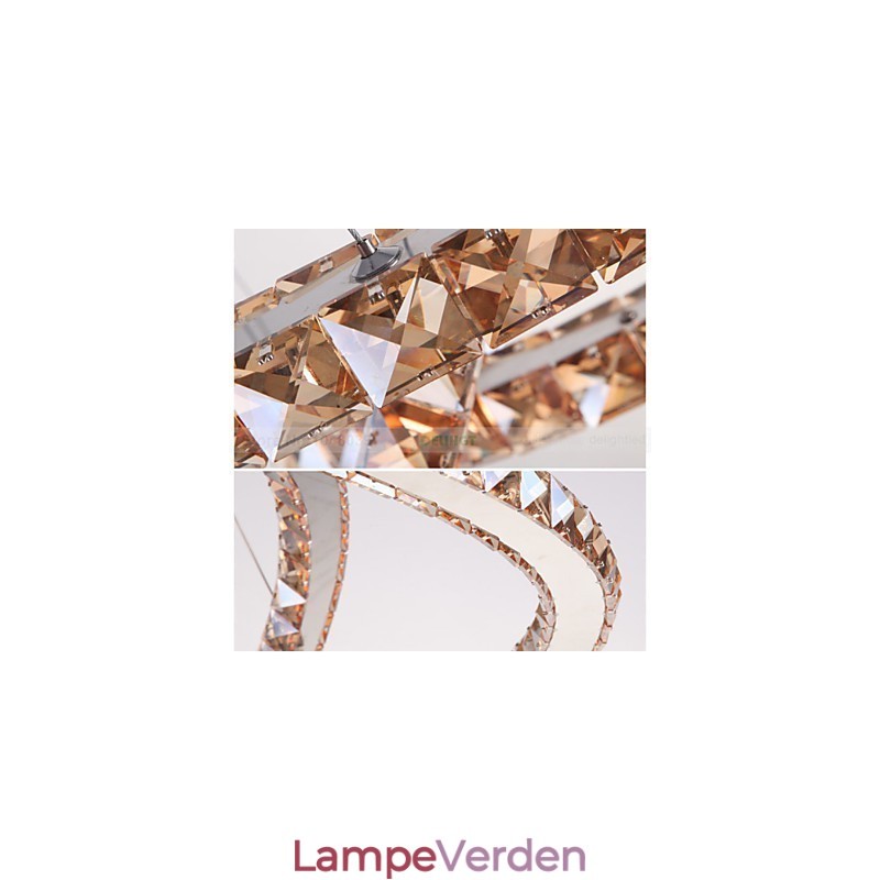 Pendellamper Loftslys Lysekronebelysning Rund 4 ringe Stor ring ravkrystal og anden klar krystal