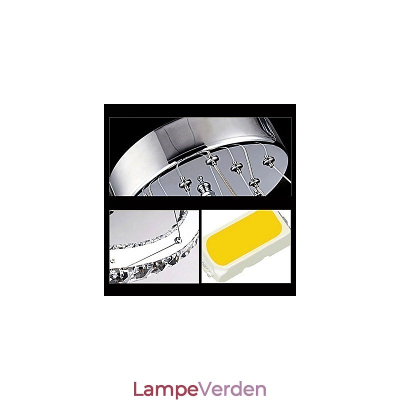 Pendellamper Loftslys Lysekronebelysning Rund 4 ringe Stor ring ravkrystal og anden klar krystal