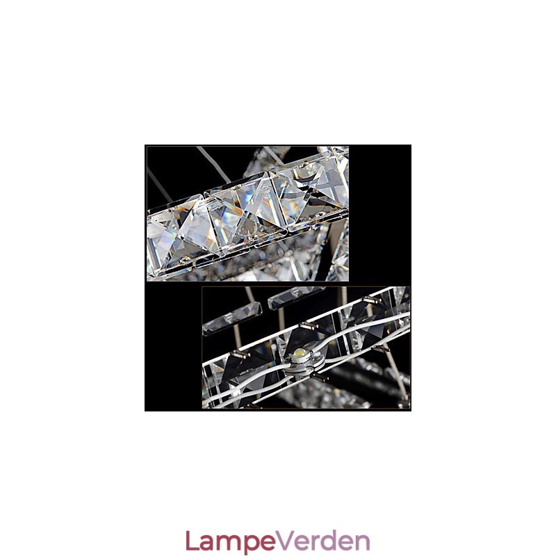 Pendellamper Loftslys Lysekronebelysning Rund 4 ringe Stor ring ravkrystal og anden klar krystal