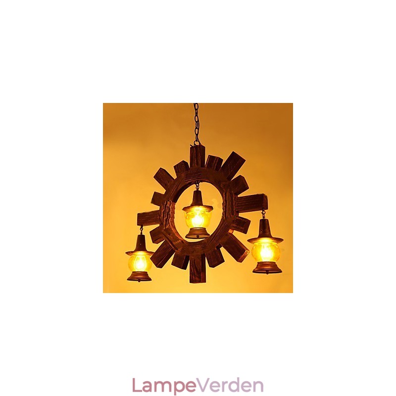 Antik træ lysekrone American Country Iiving lampe lampe