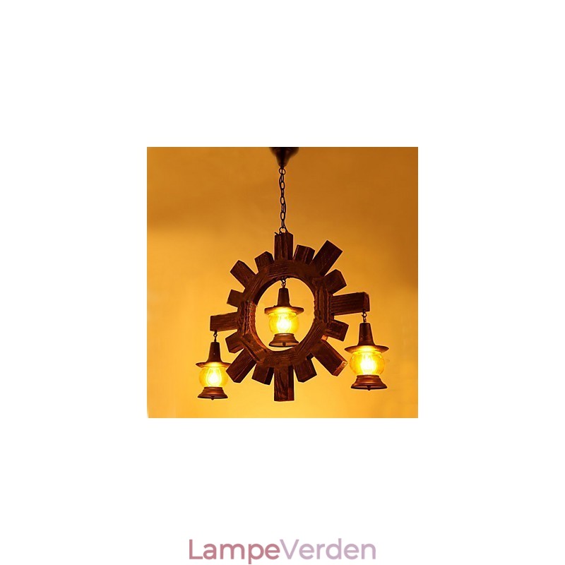 Antik træ lysekrone American Country Iiving lampe lampe