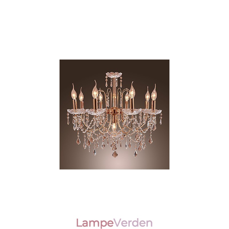 Elegant krystallysekrone med 9 lys
