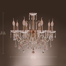 Elegant krystallysekrone med 9 lys
