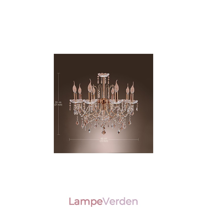 Elegant krystallysekrone med 9 lys