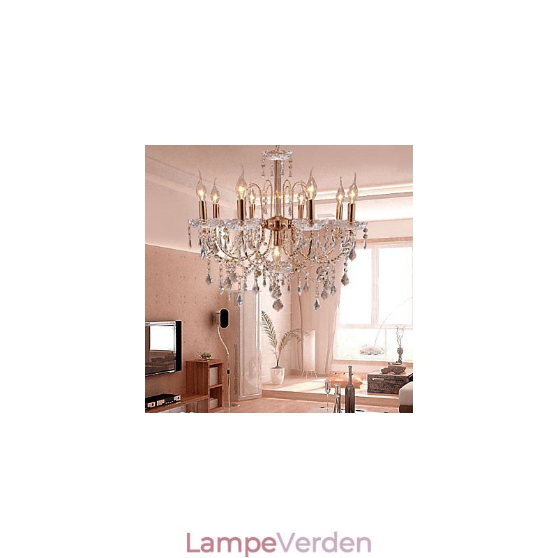 Elegant krystallysekrone med 9 lys
