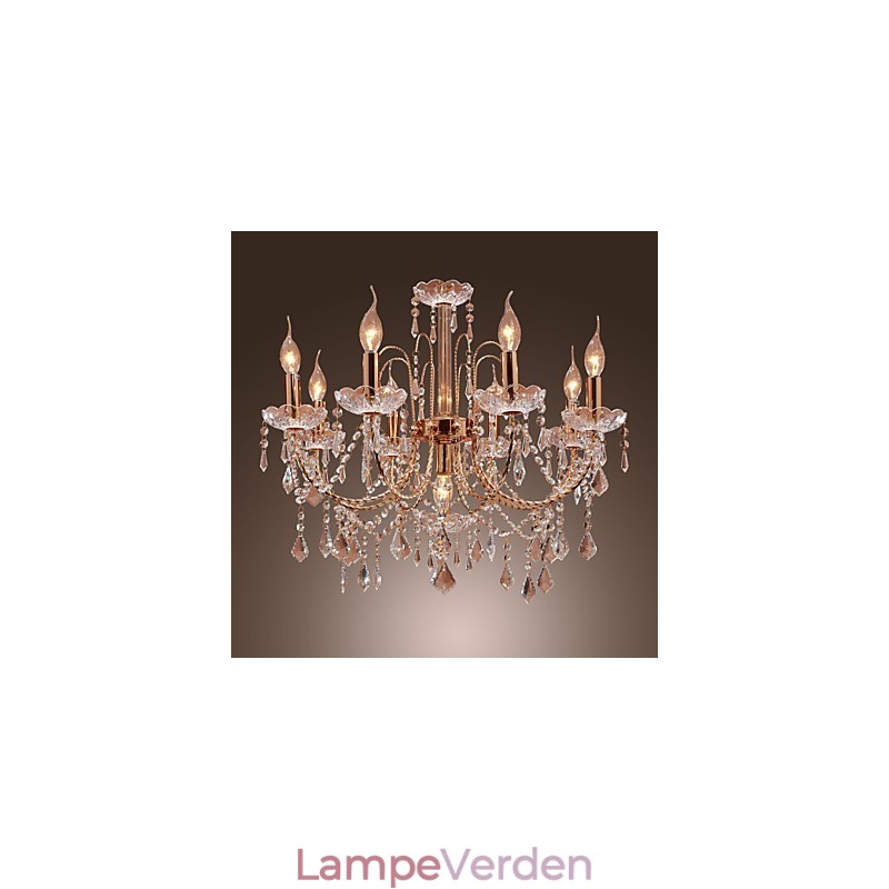 Elegant krystallysekrone med 9 lys