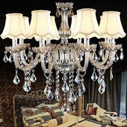 K9 Transparent julekrystal lysekrone med 8 lys