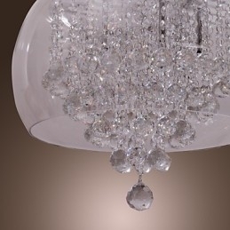 Kunstnerisk 6 lys krystal pendel med glasskærm