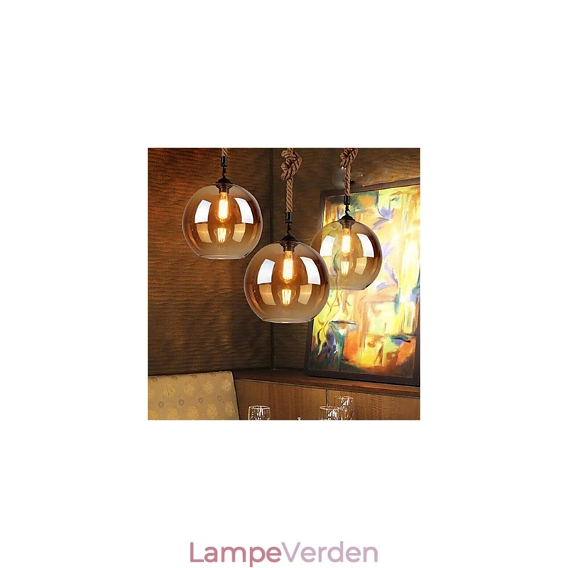 Loft American Rope Retro Lighting Lights Glas Pendel Light