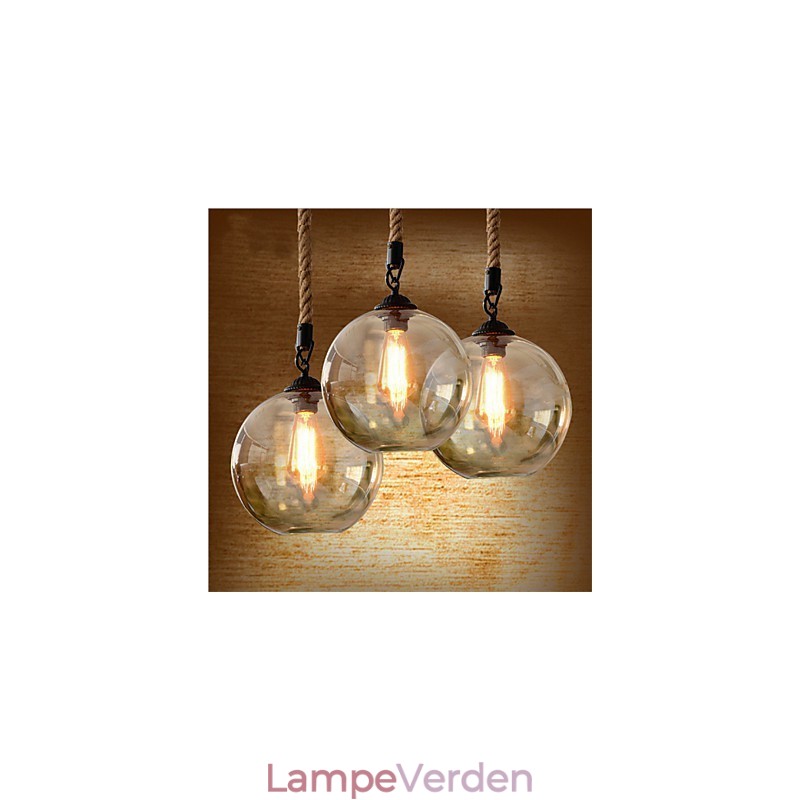 Loft American Rope Retro Lighting Lights Glas Pendel Light