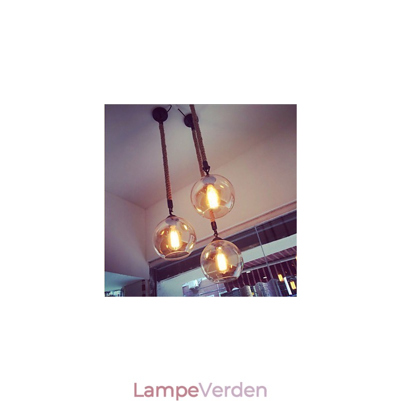 Loft American Rope Retro Lighting Lights Glas Pendel Light