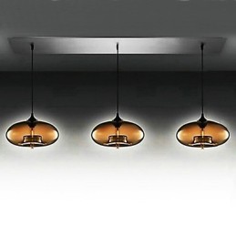 3 lys moderne glas pendel i brunt bobledesign
