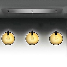 3 lys moderne glas pendel i transparent brun bobledesign
