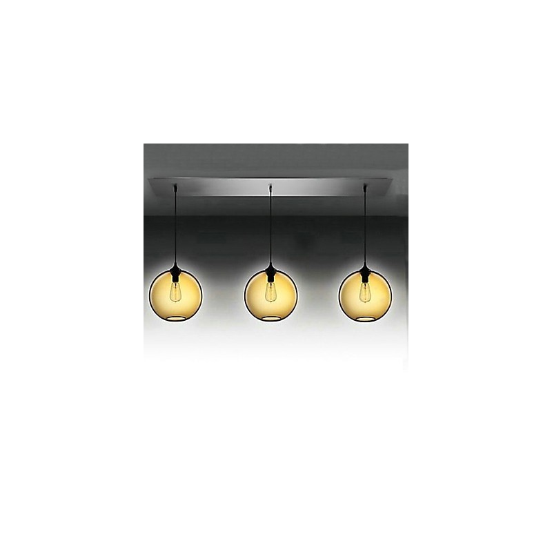 3 lys moderne glas pendel i transparent brun bobledesign