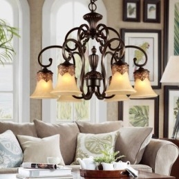 Lysekrone Pendel Light 6 Lights Vintage Country Island Metal+Glas