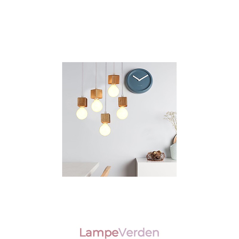Nordic Solid Wood Firkantet Lampeholder Siddende Droplight Lampe Lys