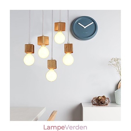 Nordic Solid Wood Firkantet Lampeholder Siddende Droplight Lampe Lys