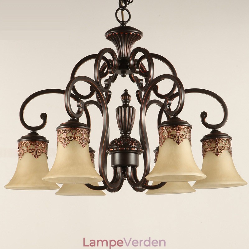 Lysekrone Pendel Light 6 Lights Vintage Country Island Metal+Glas