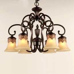 Lysekrone Pendel Light 6 Lights Vintage Country Island Metal+Glas