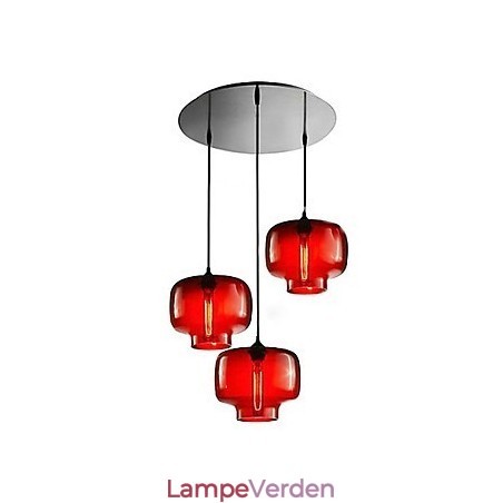 Moderne glaspendel med 3 lys i transparent flaskedesign