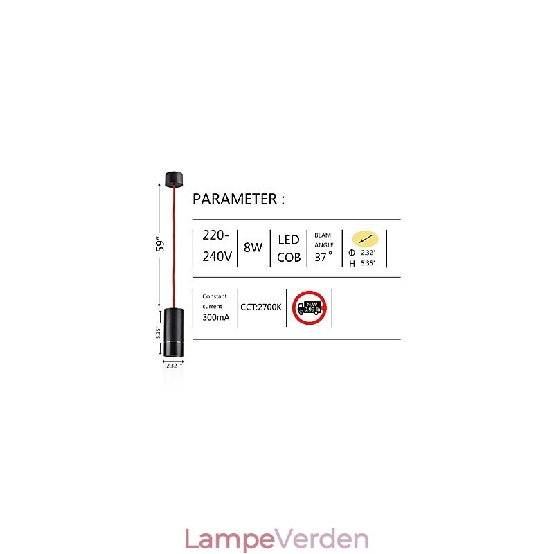 1 Lys Mini Pendel Sort Anodiseret med Aluminium