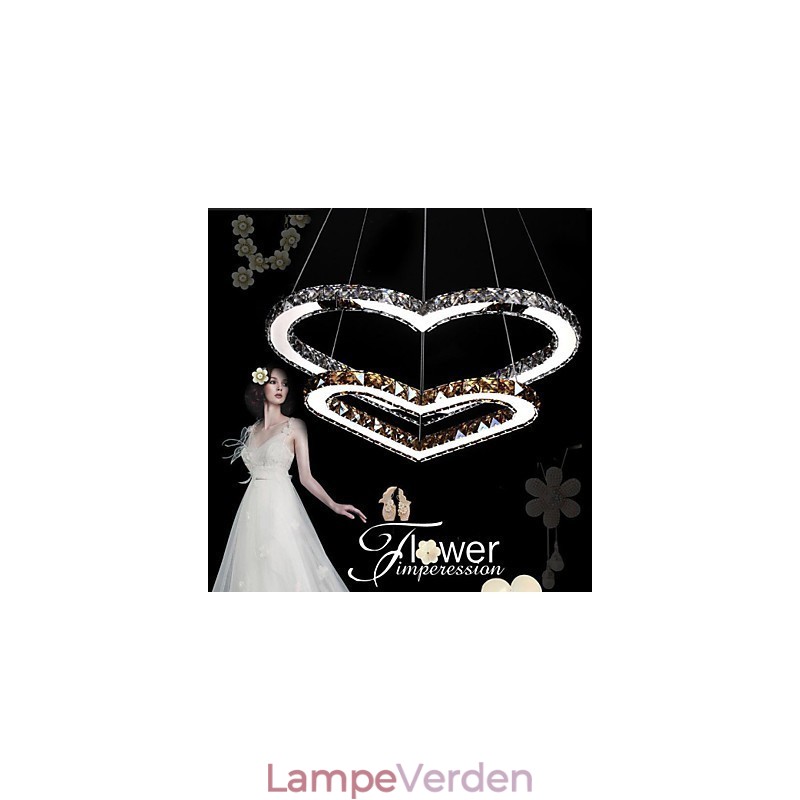 Pendelbelysning Lysekrone Lys Gennemsigtig ELLER Amber K9 Krystal Dobbelt Hjerteformede Loftslamper Lys